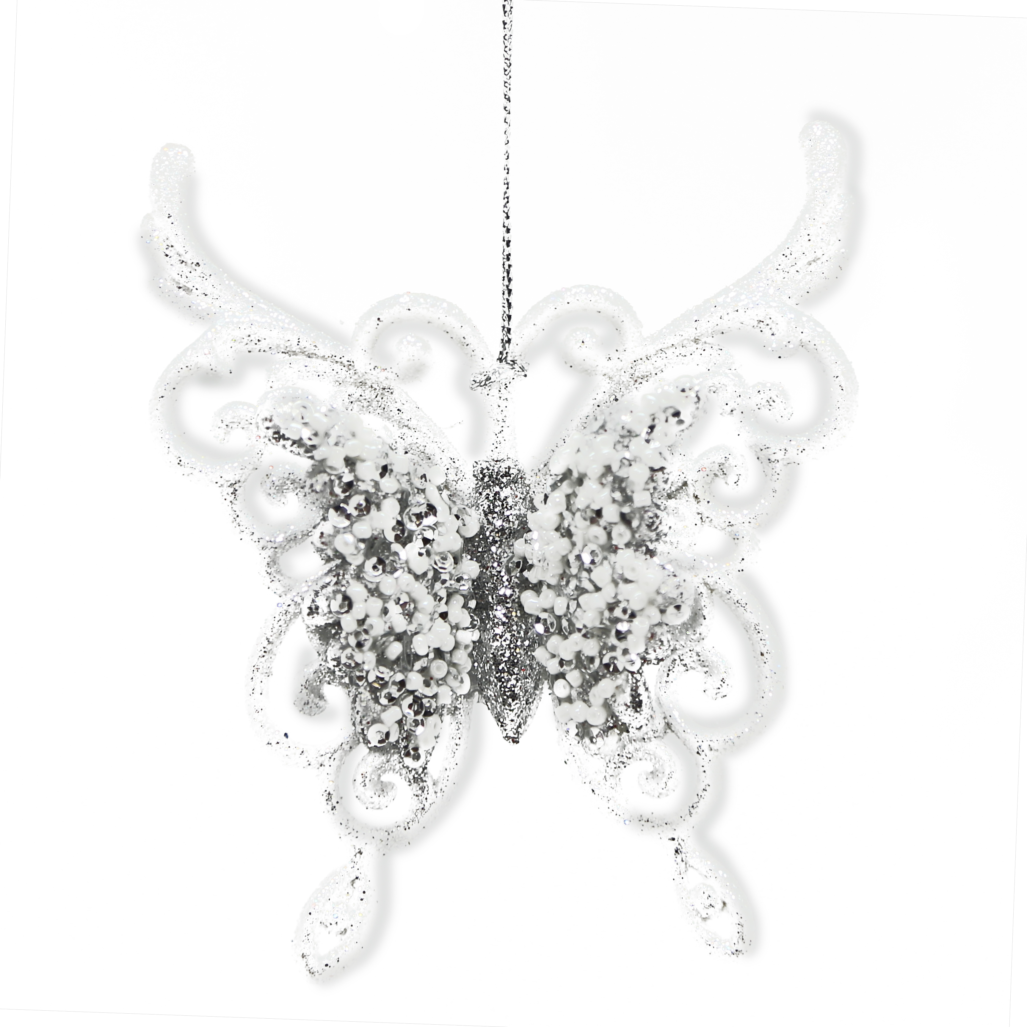 Изображение товара Ёлочная игрушка декоративная бабочка белая для новогоднего украшения