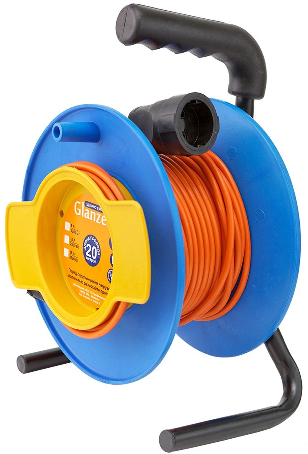Изображение товара Удлинитель на катушке Glanzen EC-20-014 1 гнездо 2200 Вт с заземлением 20 м