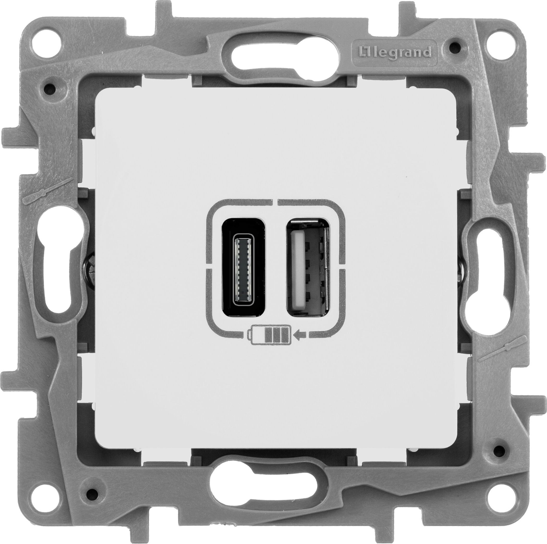 Изображение товара Розетка USB Legrand Etika 672236 белая — двухпортовая для зарядки устройств