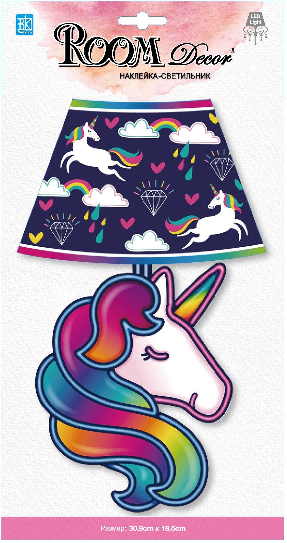 Изображение товара Наклейка-светильник декоративная Room Decor Bestkom Единорог 3D 31x18 мм 1 шт