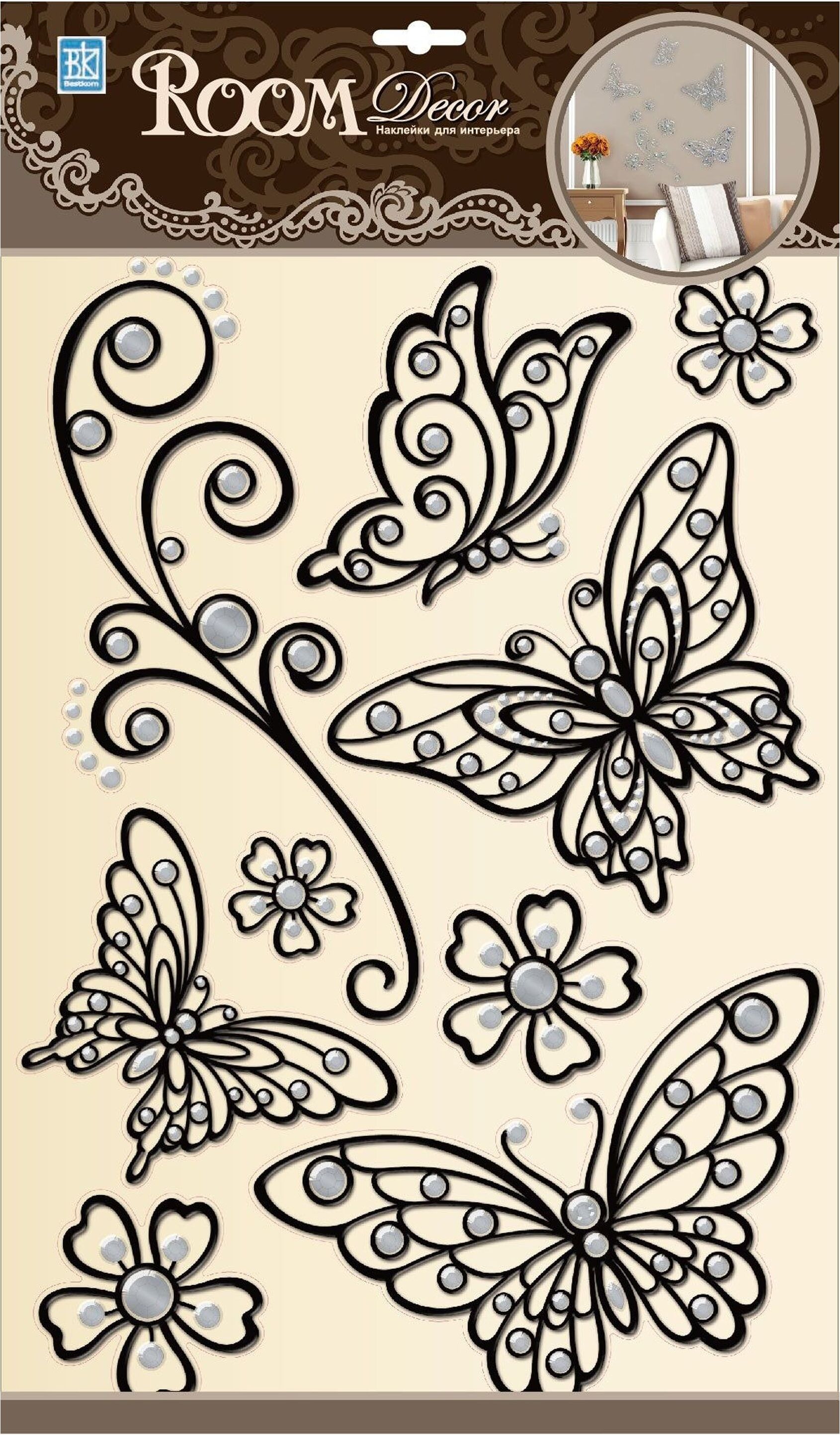 Изображение товара Декоративные наклейки бабочки Room Decor Bestkom 29x41 мм 9 шт влагостойкие