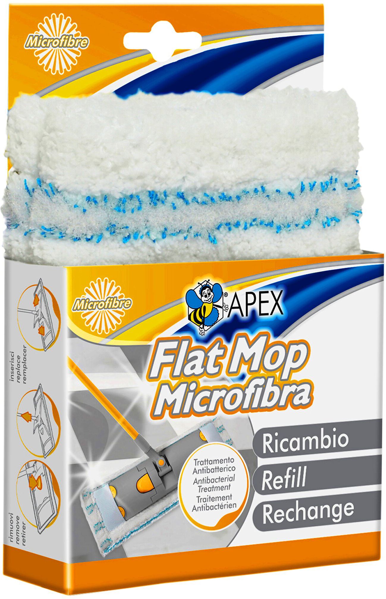 Изображение товара Насадка на швабру APEX Flat Mop разноцветная для уборки полов из микрофибры