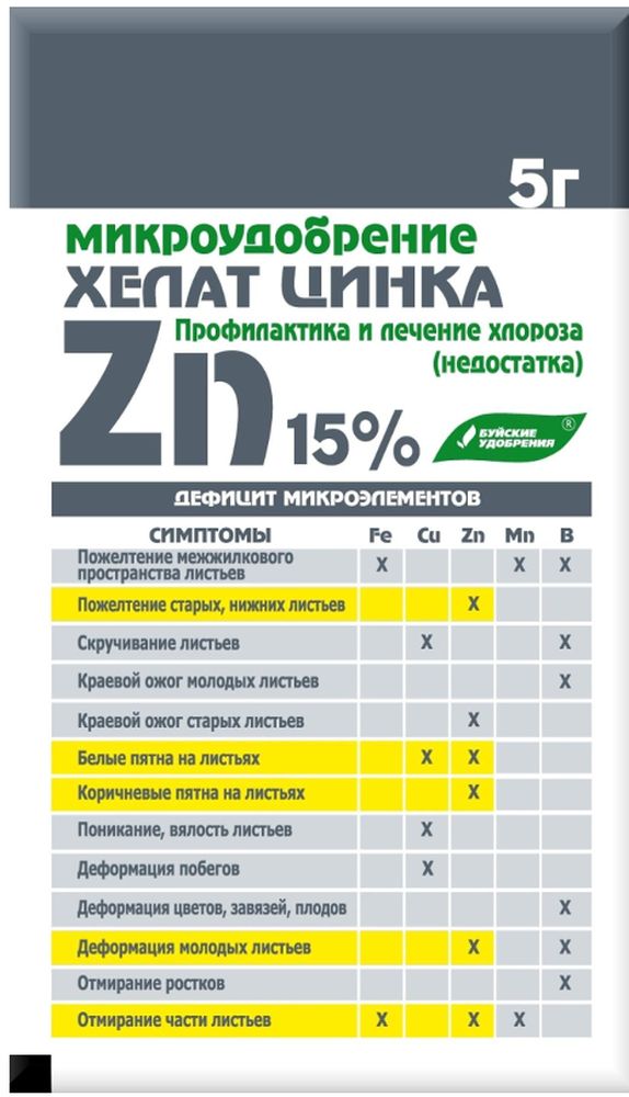 Изображение товара Удобрение минеральное Хелат цинка универсальное 5 г