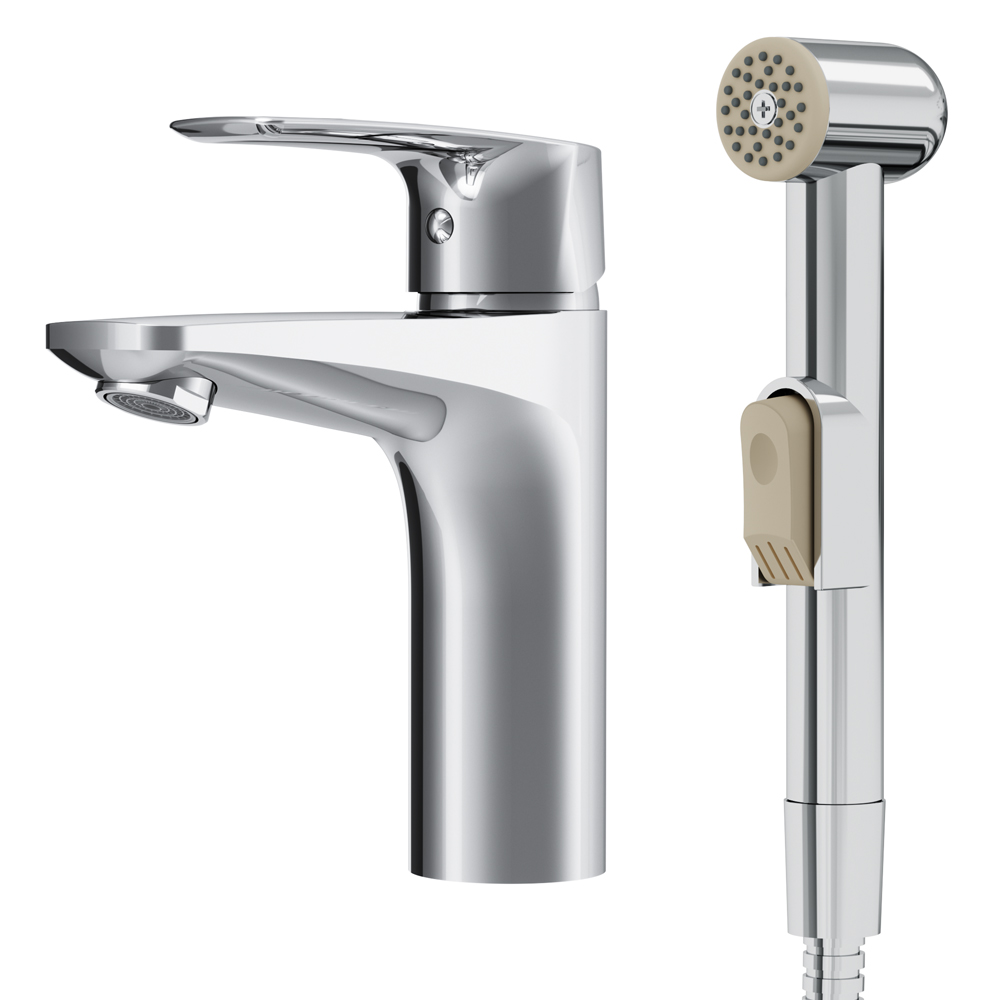 Изображение товара Смеситель для умывальника AM.PM Gem F90A03000 с гигиеническим душем современный стиль