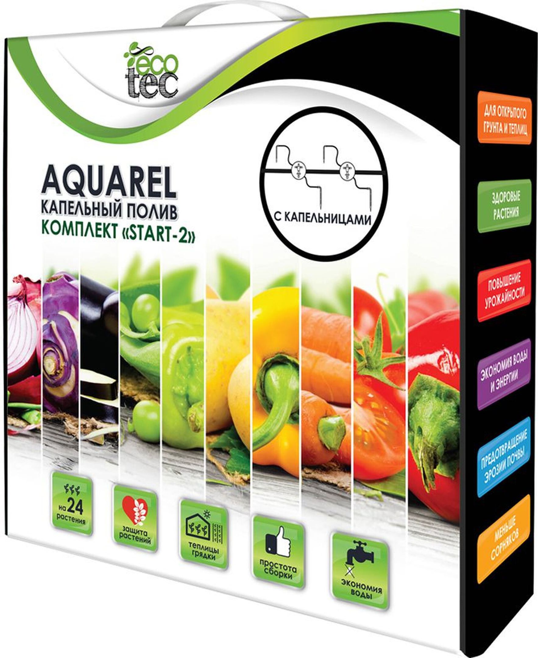 Изображение товара Комплект микрокапельного полива ECOTEC Aquarel Start-2 для 24 растений