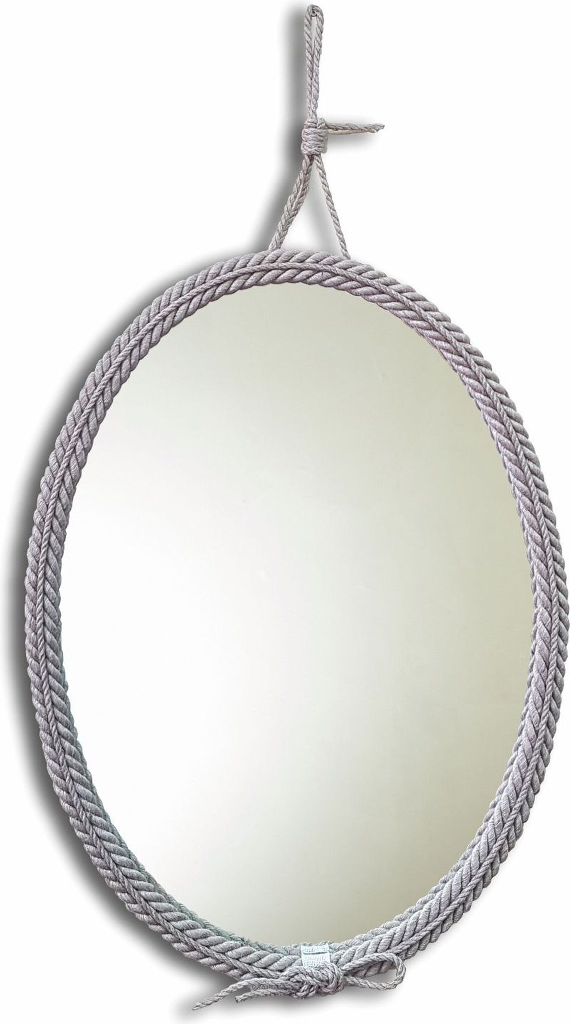 Изображение товара Интерьерное зеркало Вестерн 77х57 см белое в элегантной раме из джутовой веревки