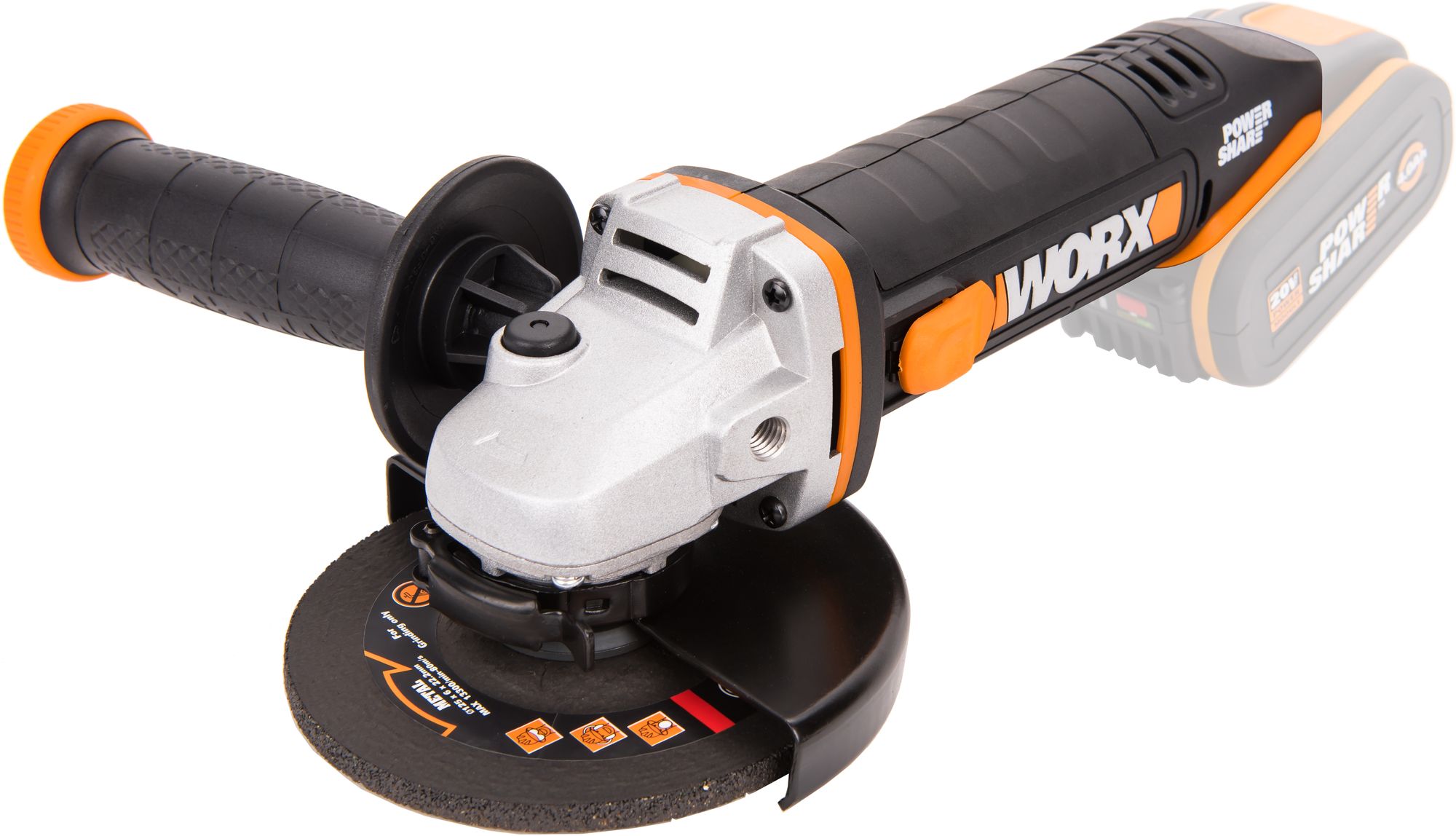 Изображение товара Аккумуляторная угловая шлифмашина Worx WX 803.9 125 мм 20В Li-Ion
