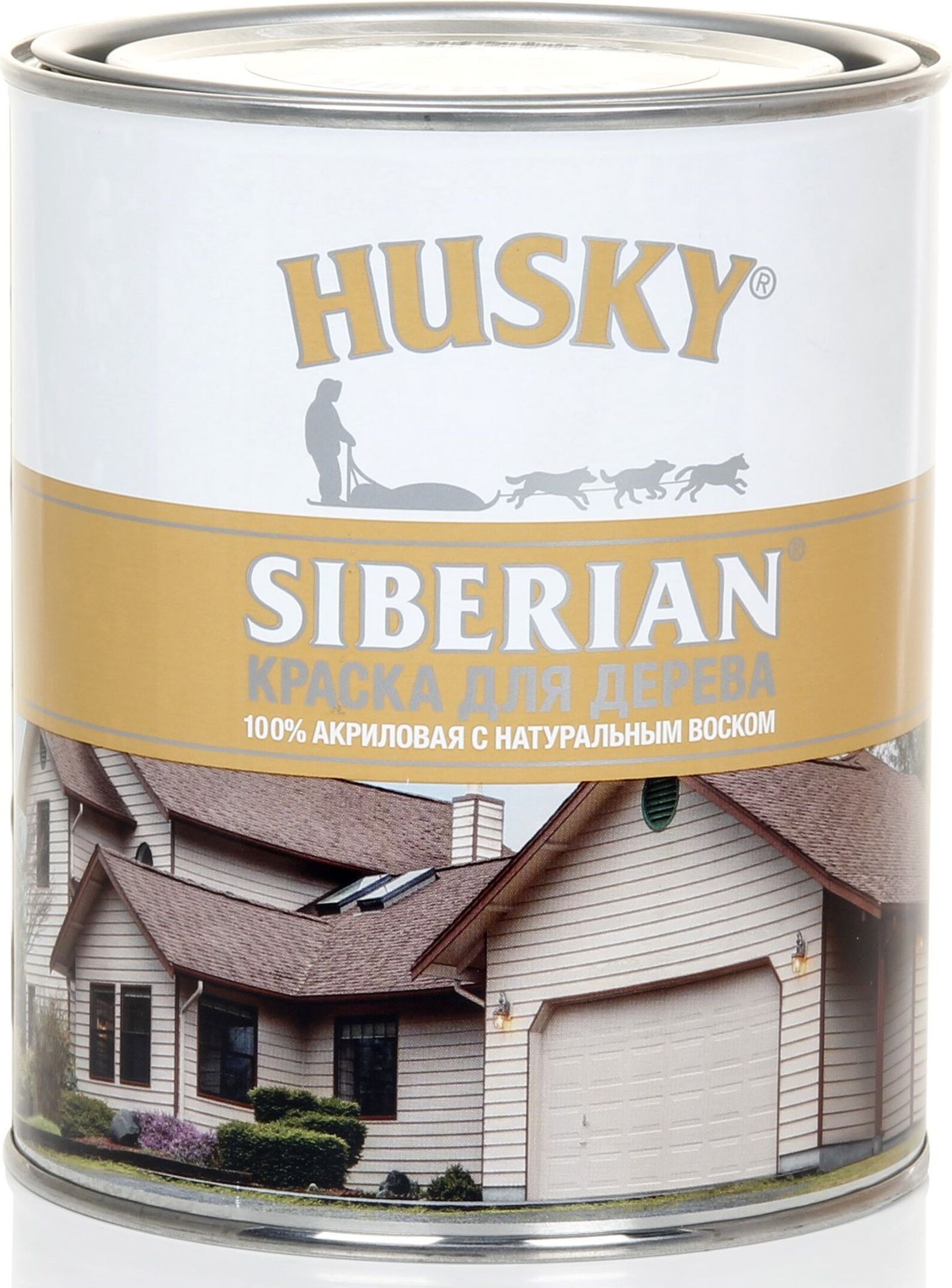 Изображение товара Краска для дерева HUSKY SIBERIAN База С белая 0,9 л акриловая для фасадных работ