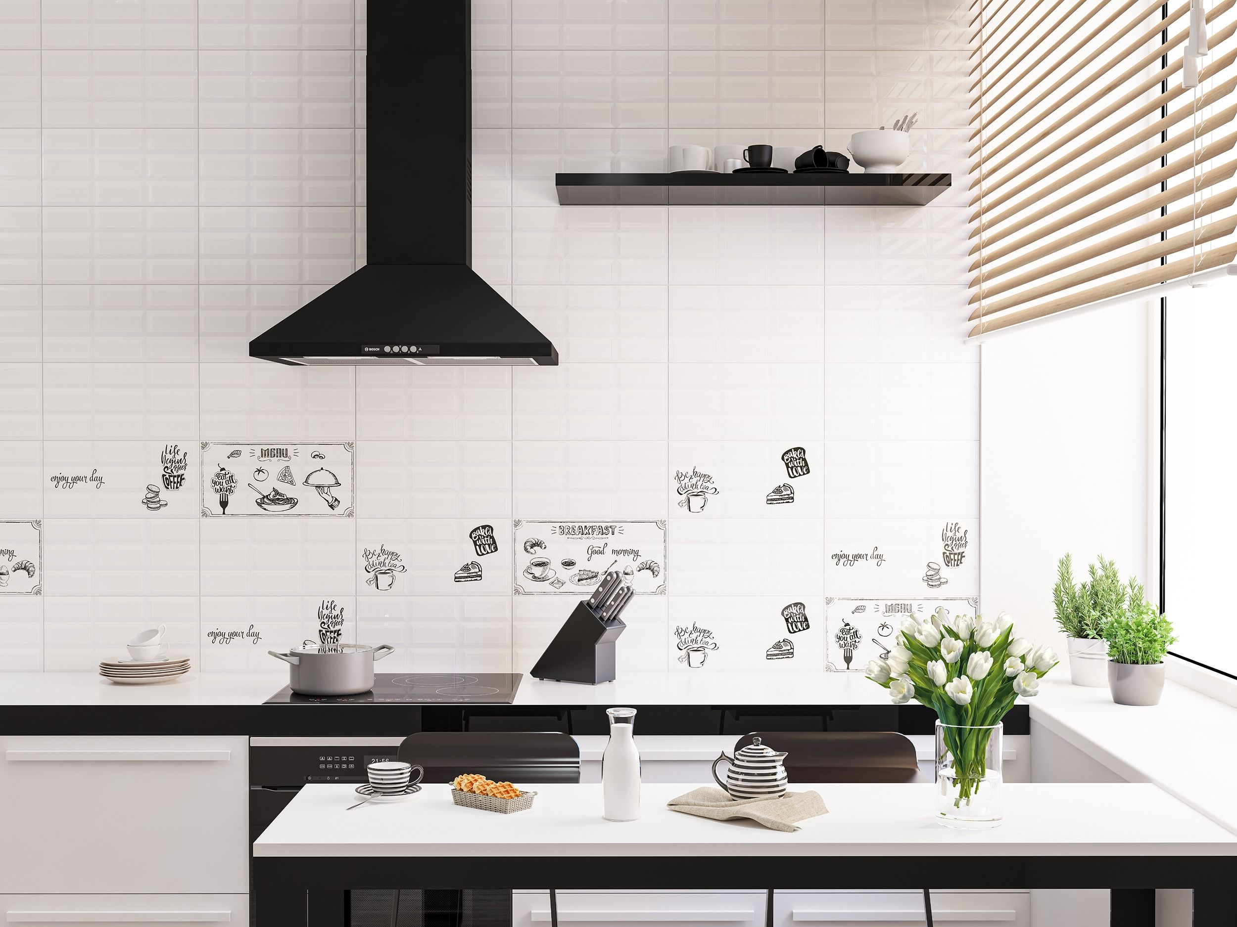 Керамическая плитка для кухни Azori Декор Azori Vogue Breakf4 20,1X40,5 см 1 шт.