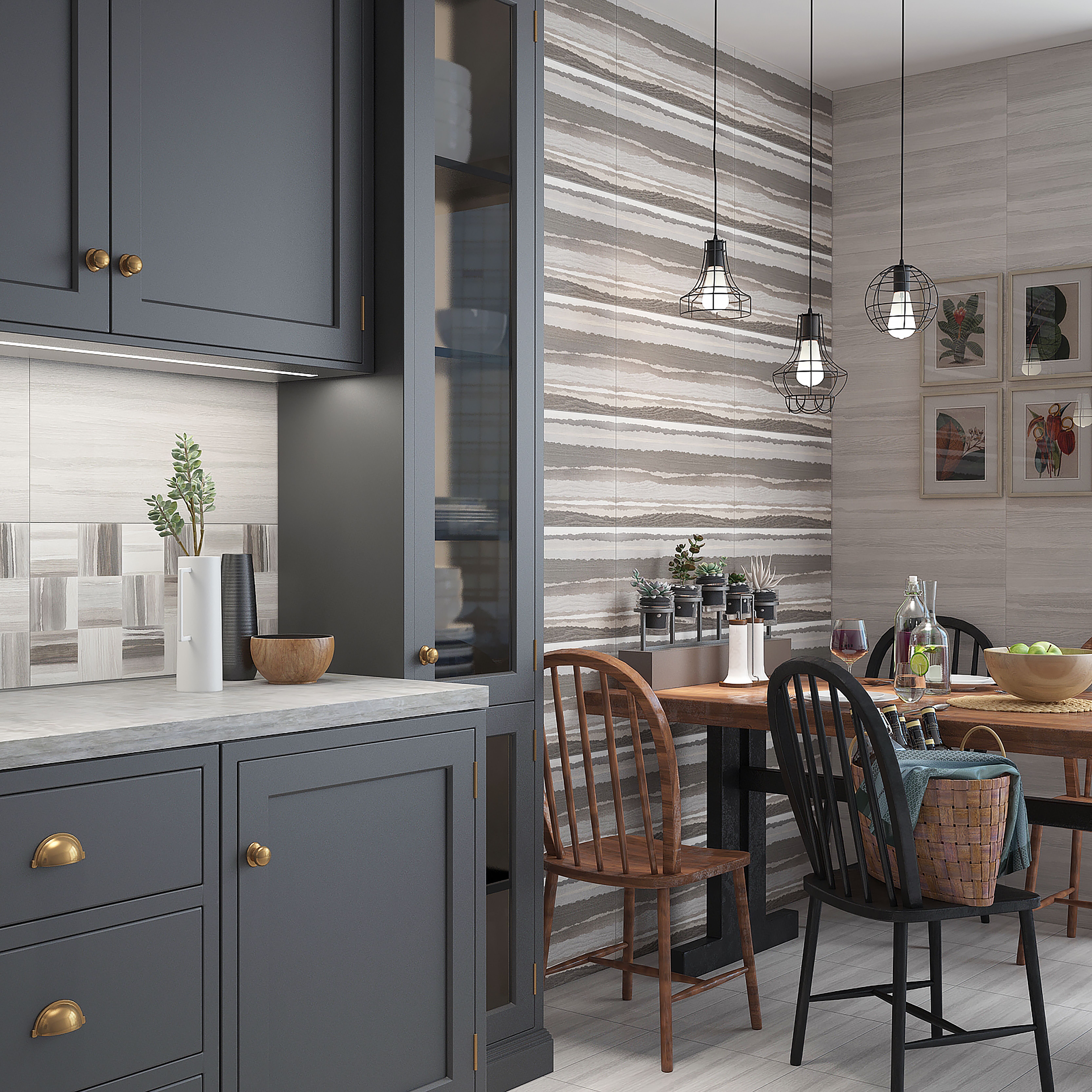 Изображение товара Декор Керамин Ванкувер Полоски 30X60 см 1,98 м² для стен интерьерный