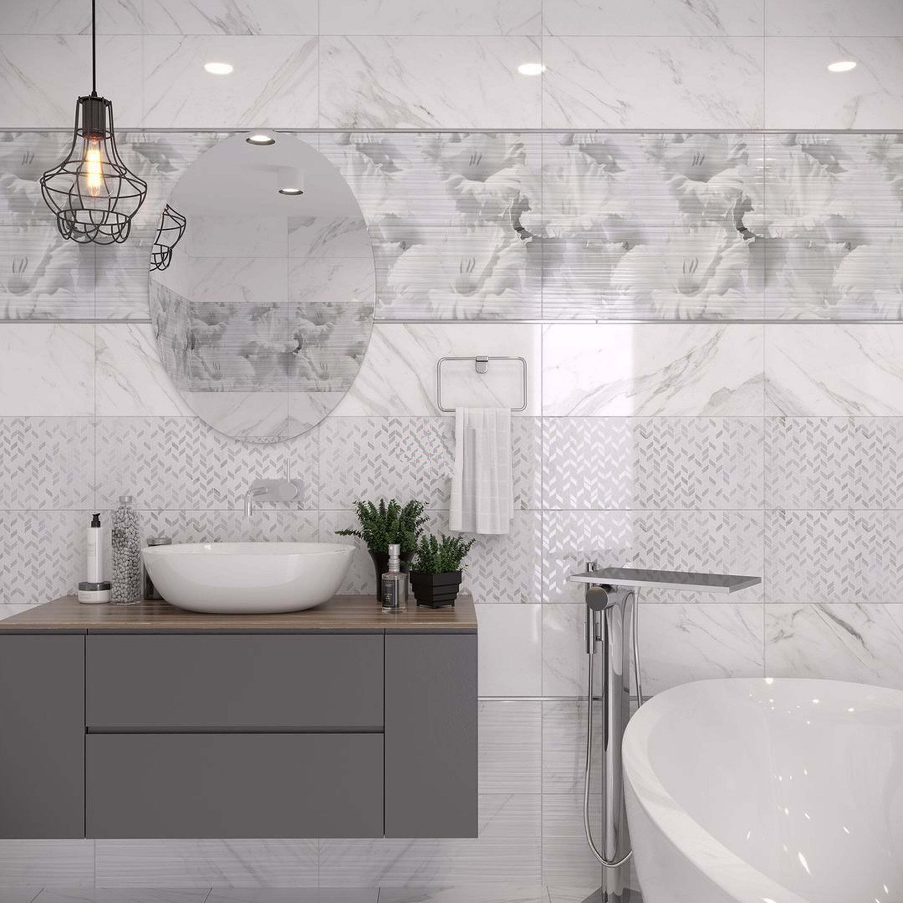 Изображение товара Керамогранит Gracia Ceramica Celia белый 45x45 см, имитация мрамора, для пола и стен, 1.62 м²