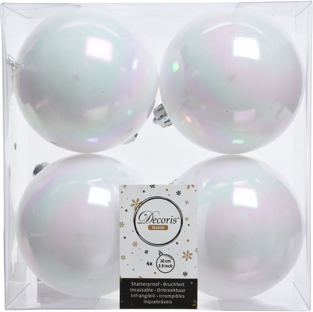 Изображение товара Набор новогодних шаров белые пластик 10 см 4 шт