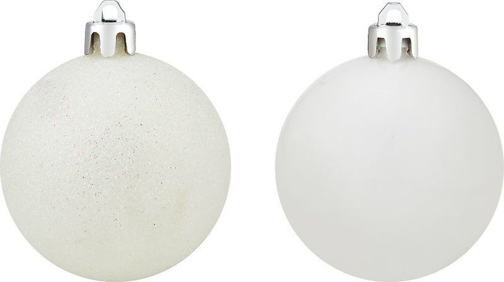 Изображение товара Набор новогодних шаров на ленте белый 6 см 20 шт пластиковых елочных украшений