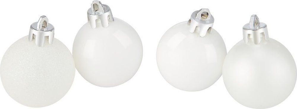 Изображение товара Набор новогодних шаров белые 4 см 20 шт пластиковые украшения для елки