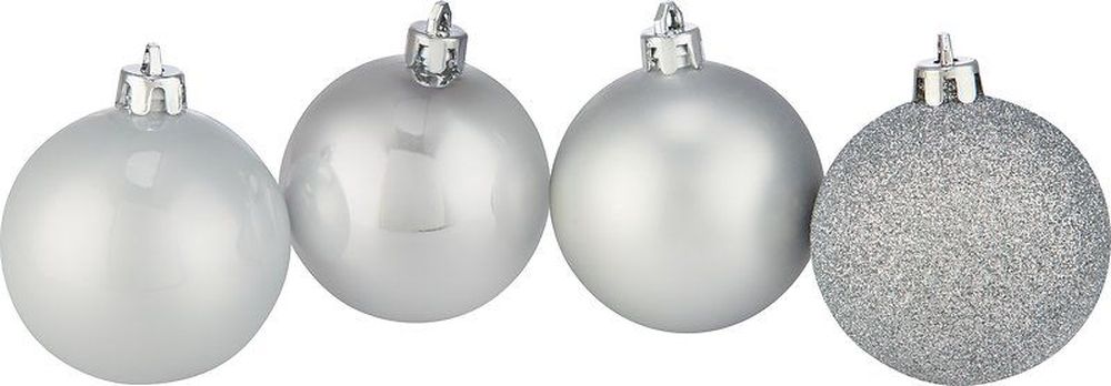 Изображение товара Набор новогодних шаров серебряные 6 см 24 шт елочные украшения праздничные