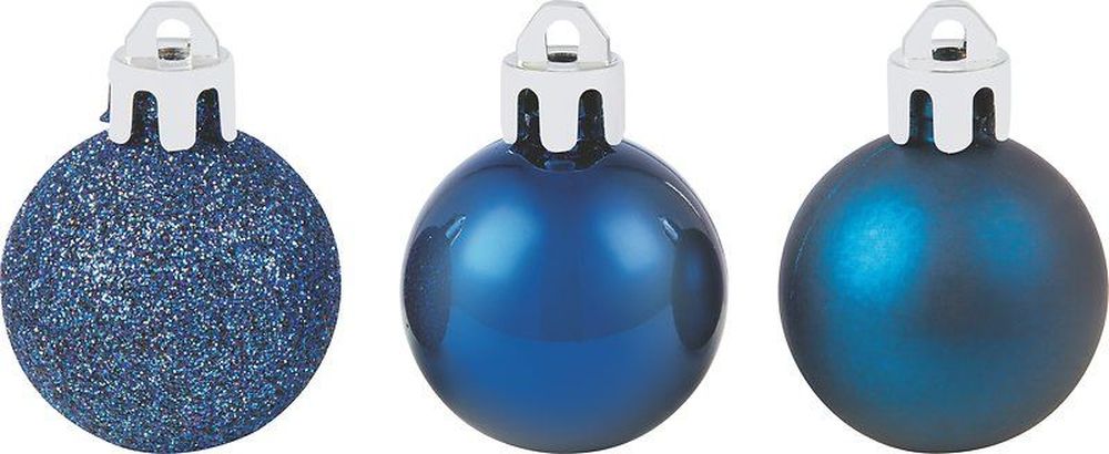 Изображение товара Набор новогодних шаров темно-синий 3 см 27 шт