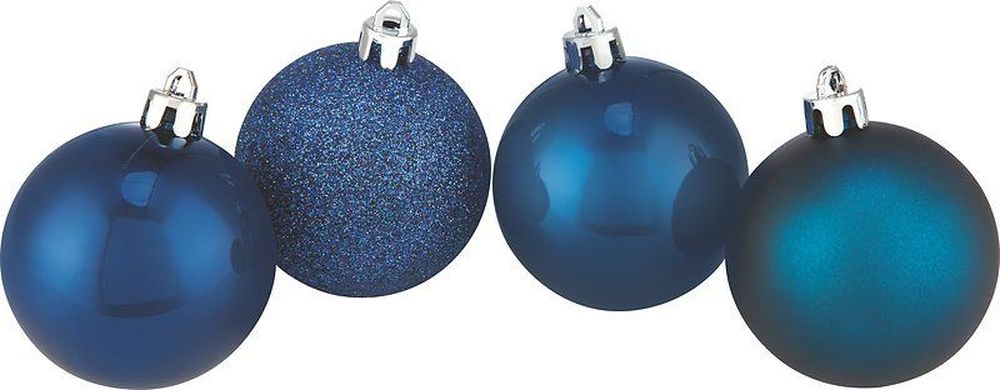 Изображение товара Набор новогодних шаров темно-синие 6 см 24 шт для елочной декорации