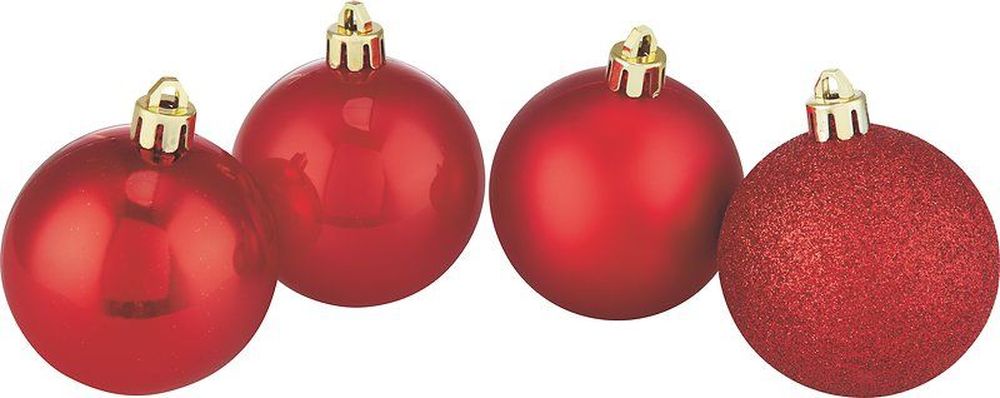 Изображение товара Набор новогодних шаров красные 6 см в количестве 24 штук