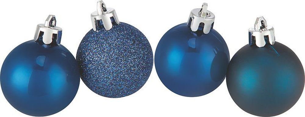 Изображение товара Набор новогодних шаров темно-синие 4 см 20 шт — елочные украшения для праздничного декора