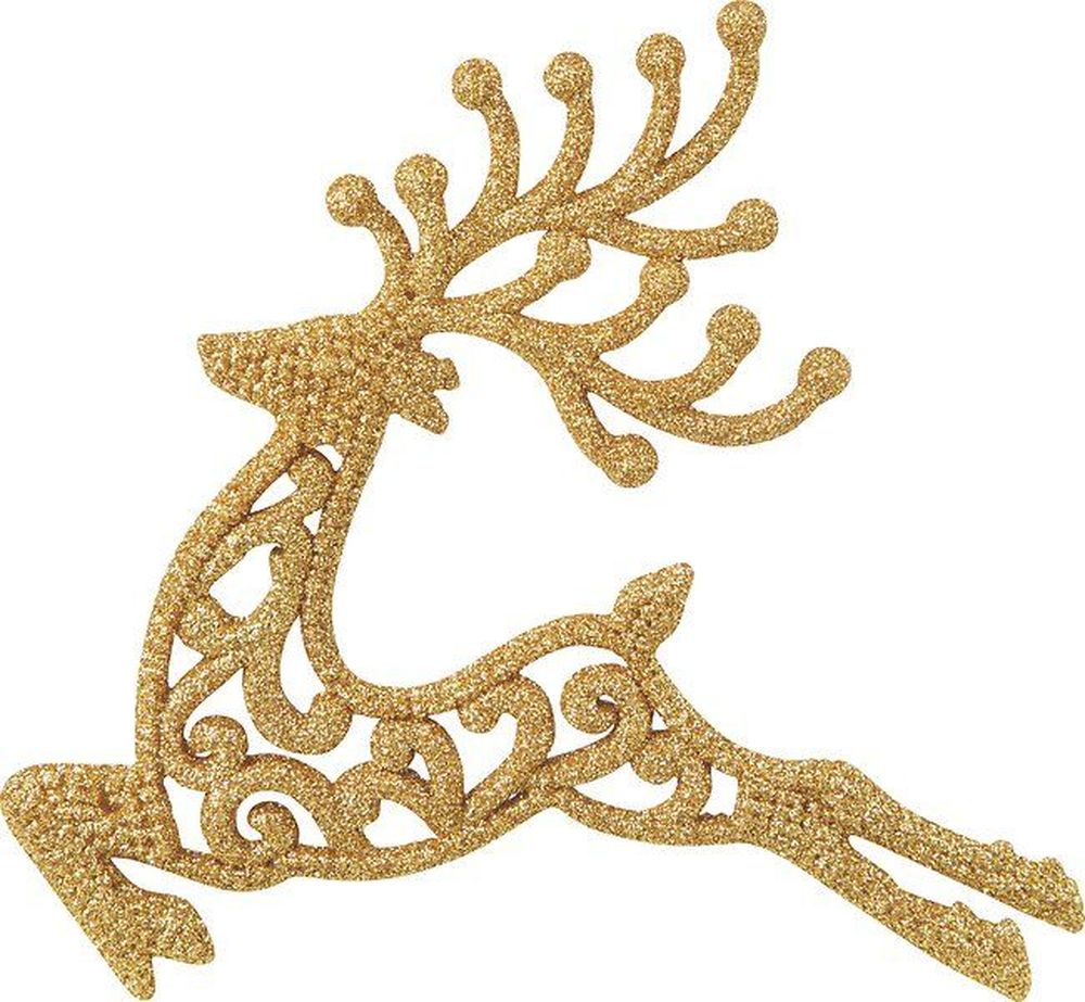 Изображение товара Набор ёлочных игрушек Рождественские олени золотые 13,5 см, 6 шт