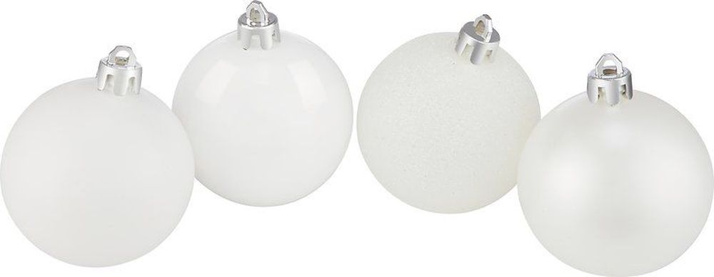 Изображение товара Набор новогодних шаров белые 6 см 24 шт для елки и декора