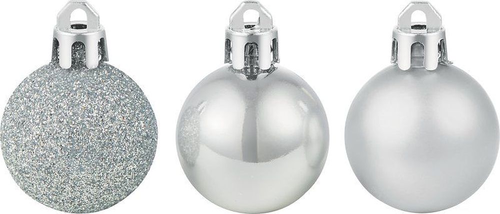Изображение товара Набор новогодних шаров серебряный 3 см 27 шт елочные украшения