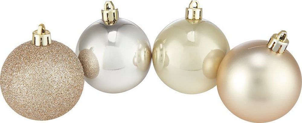 Изображение товара Набор новогодних шаров шампань 6 см 24 шт пластиковых украшений