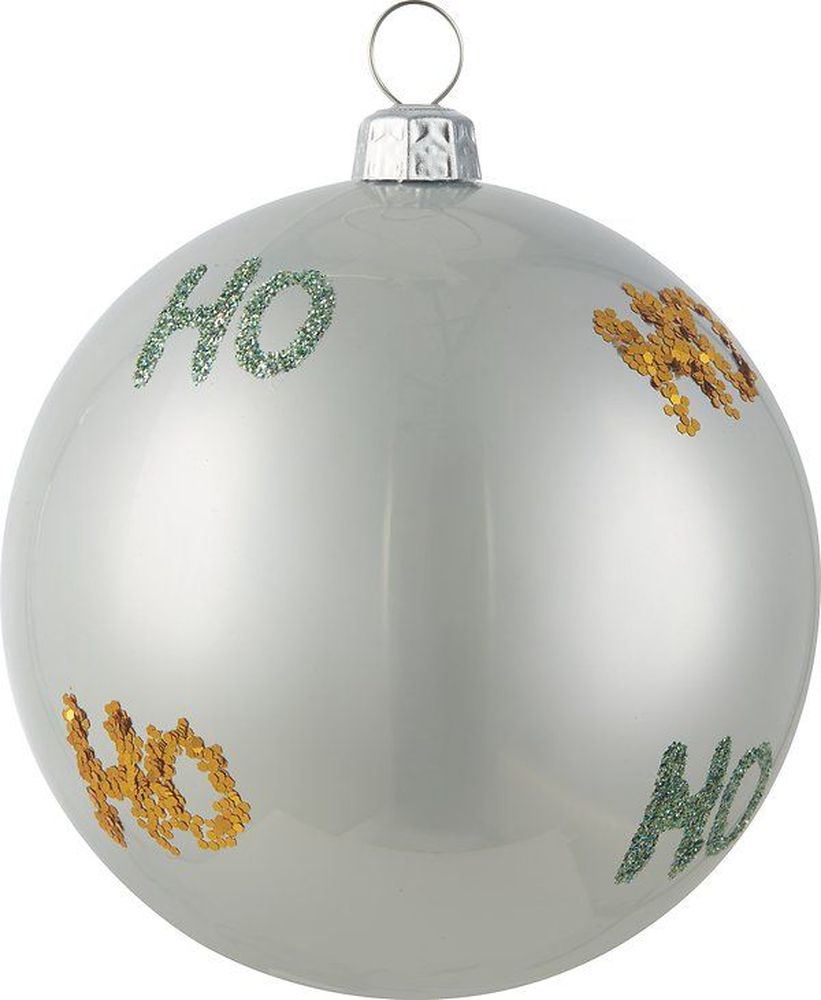 Изображение товара Новогодний шар Хо-хо-хо серебряный 8 см для елки праздничного декора
