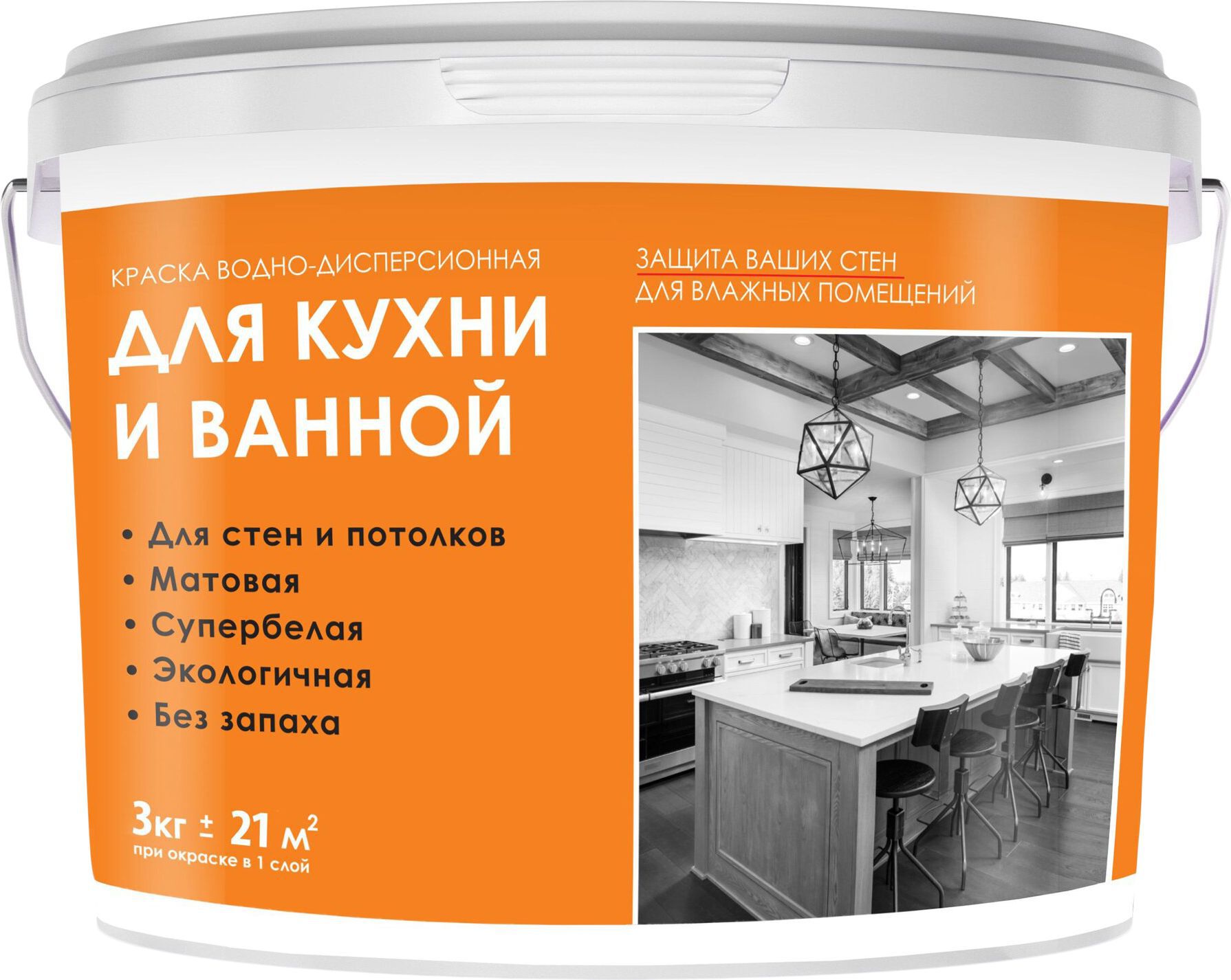 Изображение товара Интерьерная водная краска МП00-006812 белая 3 кг для влажных помещений