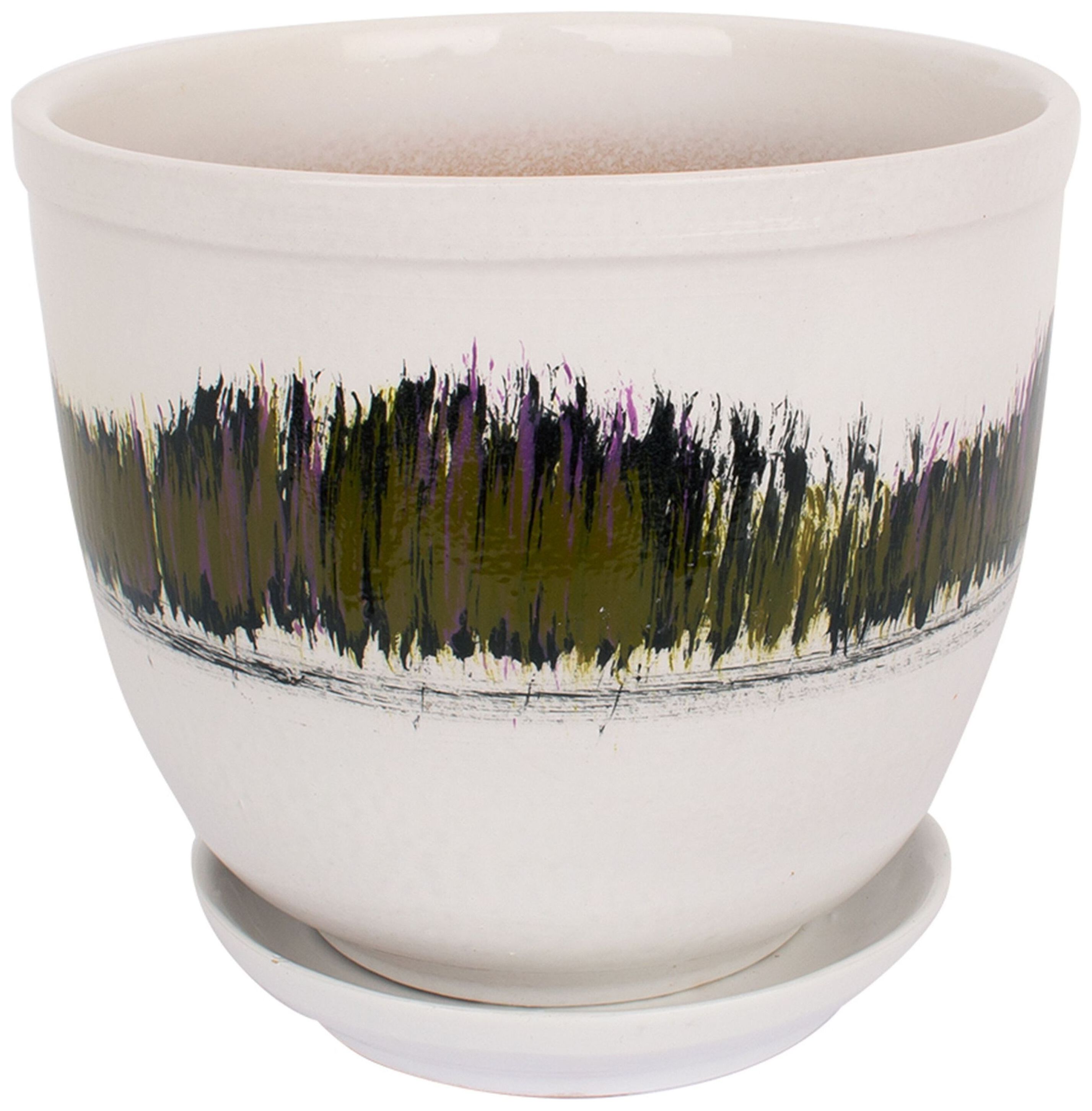 Изображение товара Горшок Сталкер d15,6 см 1,8 л керамический белый с поддоном