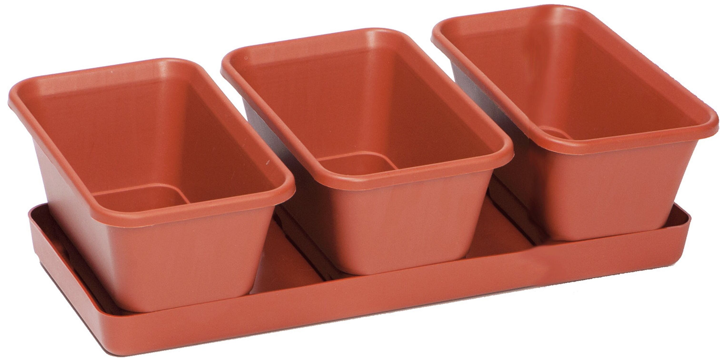 Изображение товара Набор кашпо Darel Plastic JARDINI 33x16,5x8,5 см полипропиленовое терракот