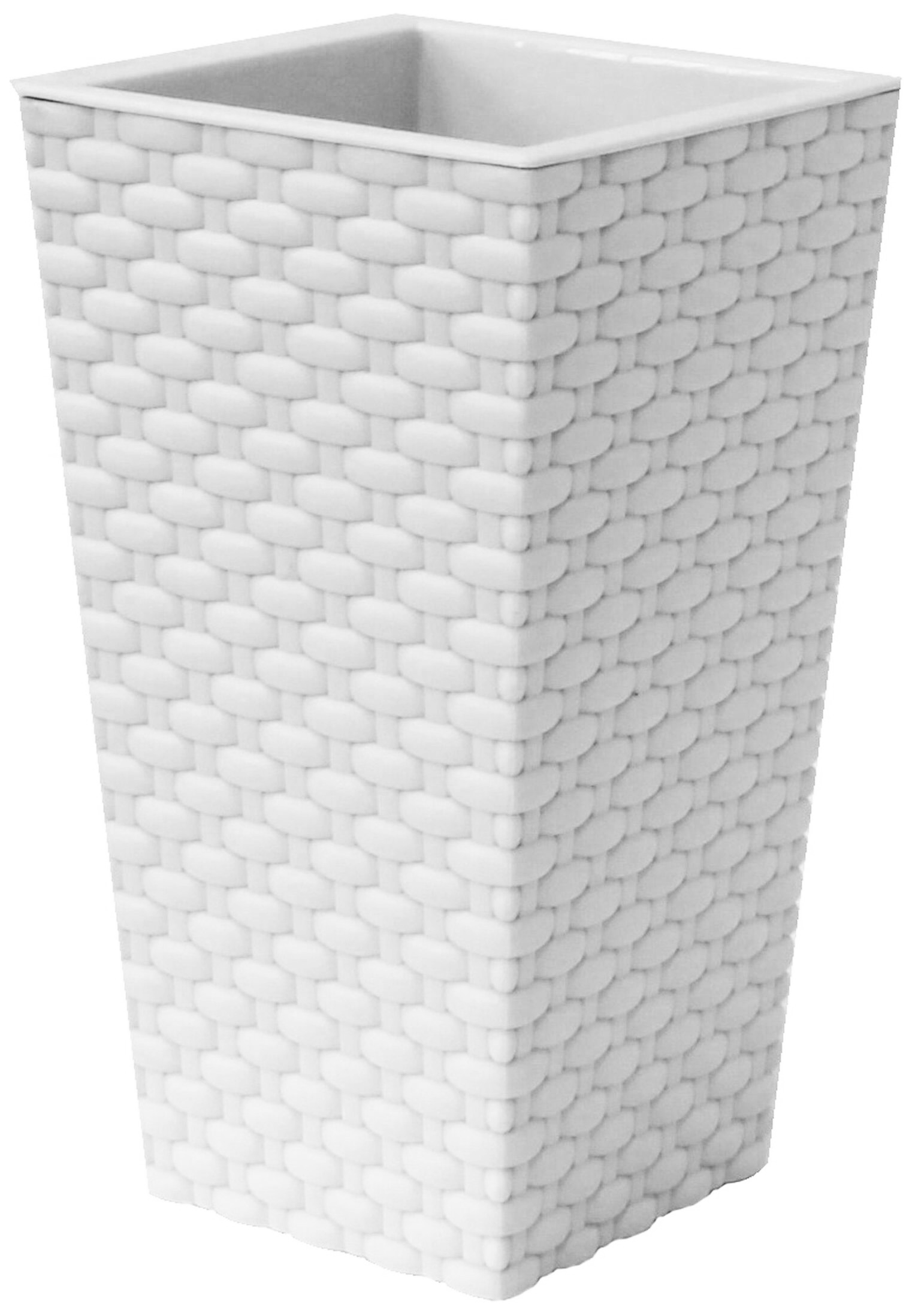 Изображение товара Кашпо IDEA Ротанг 13,8x13,8x25 см, белое полипропиленовое