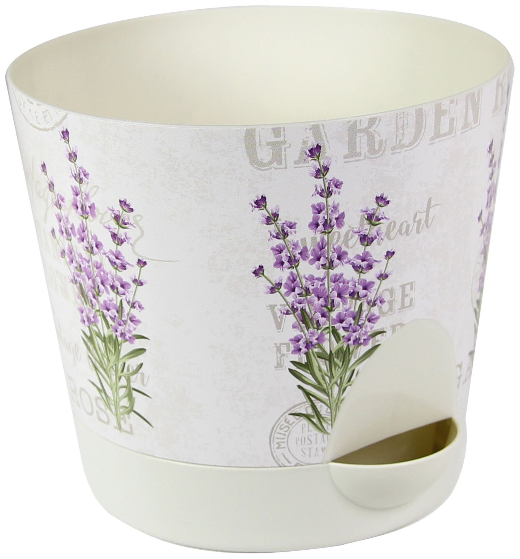 Изображение товара Кашпо IDEA Ника d18 см 2,7 л полипропиленовое белое с лавандой для комнатных растений