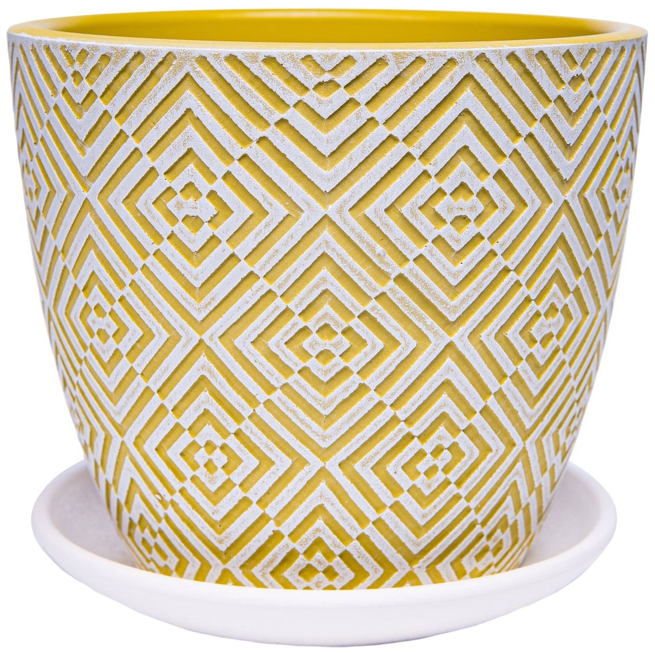 Изображение товара Горшок Квартет d18 см бетонный желтый с поддоном