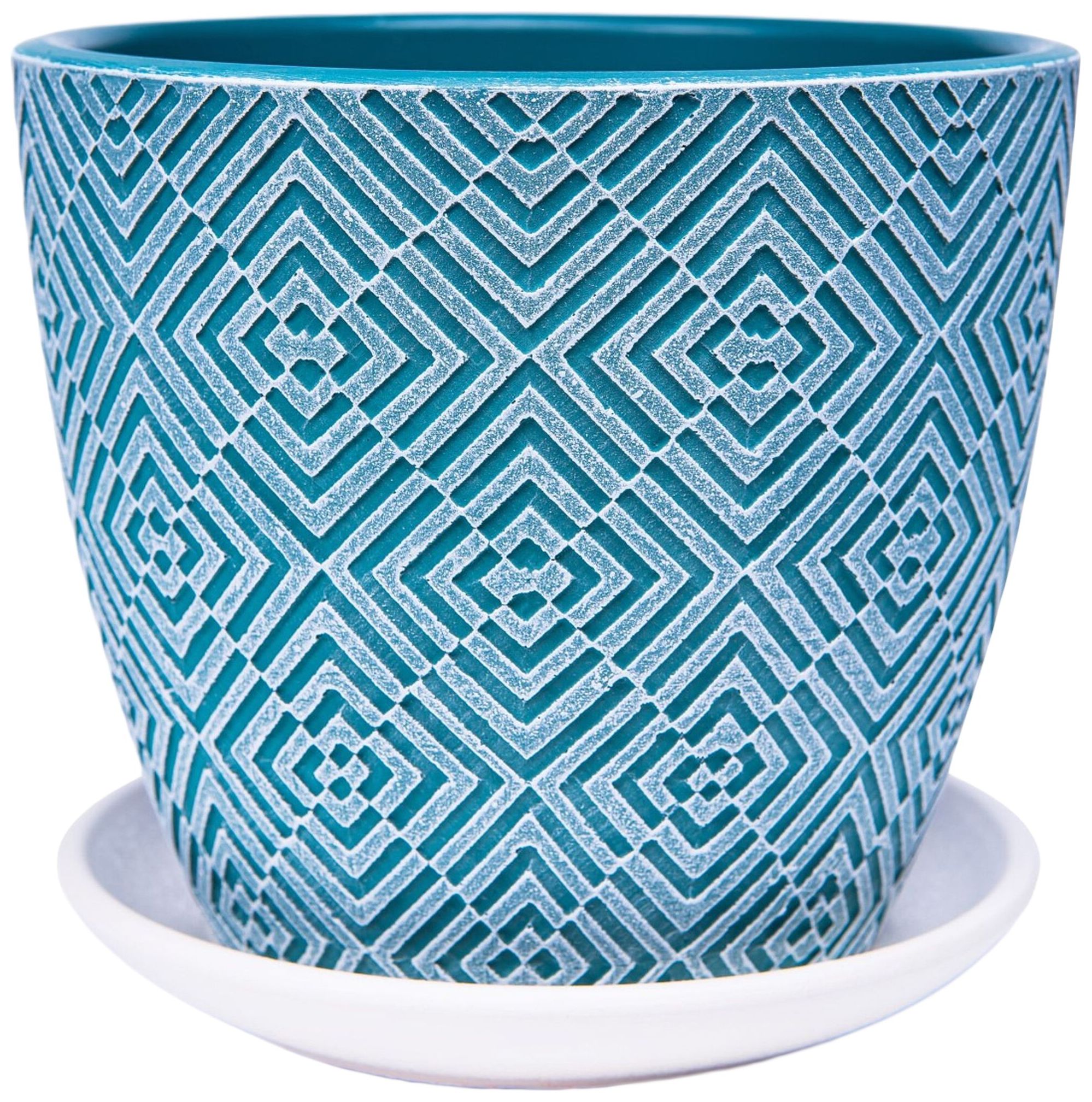 Изображение товара Горшок бетонный d18 см морская волна с поддоном для комнатных растений