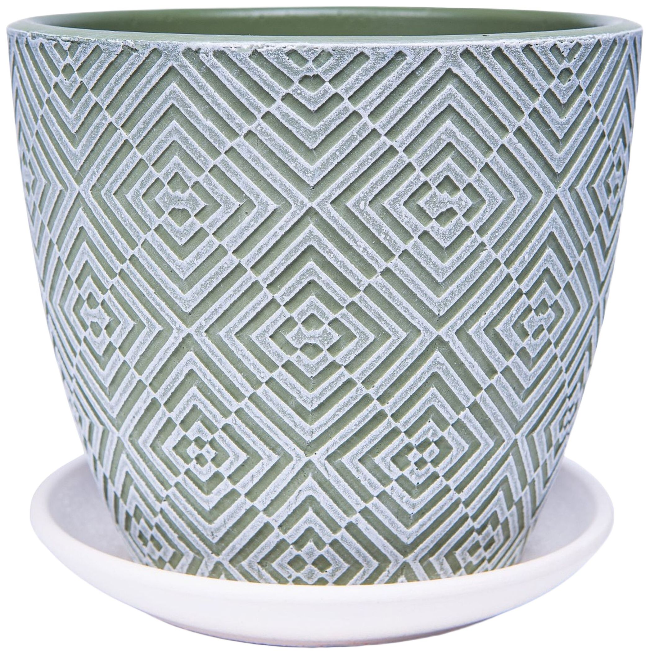 Изображение товара Горшок Квартет d18 см бетонный оливковый с поддоном