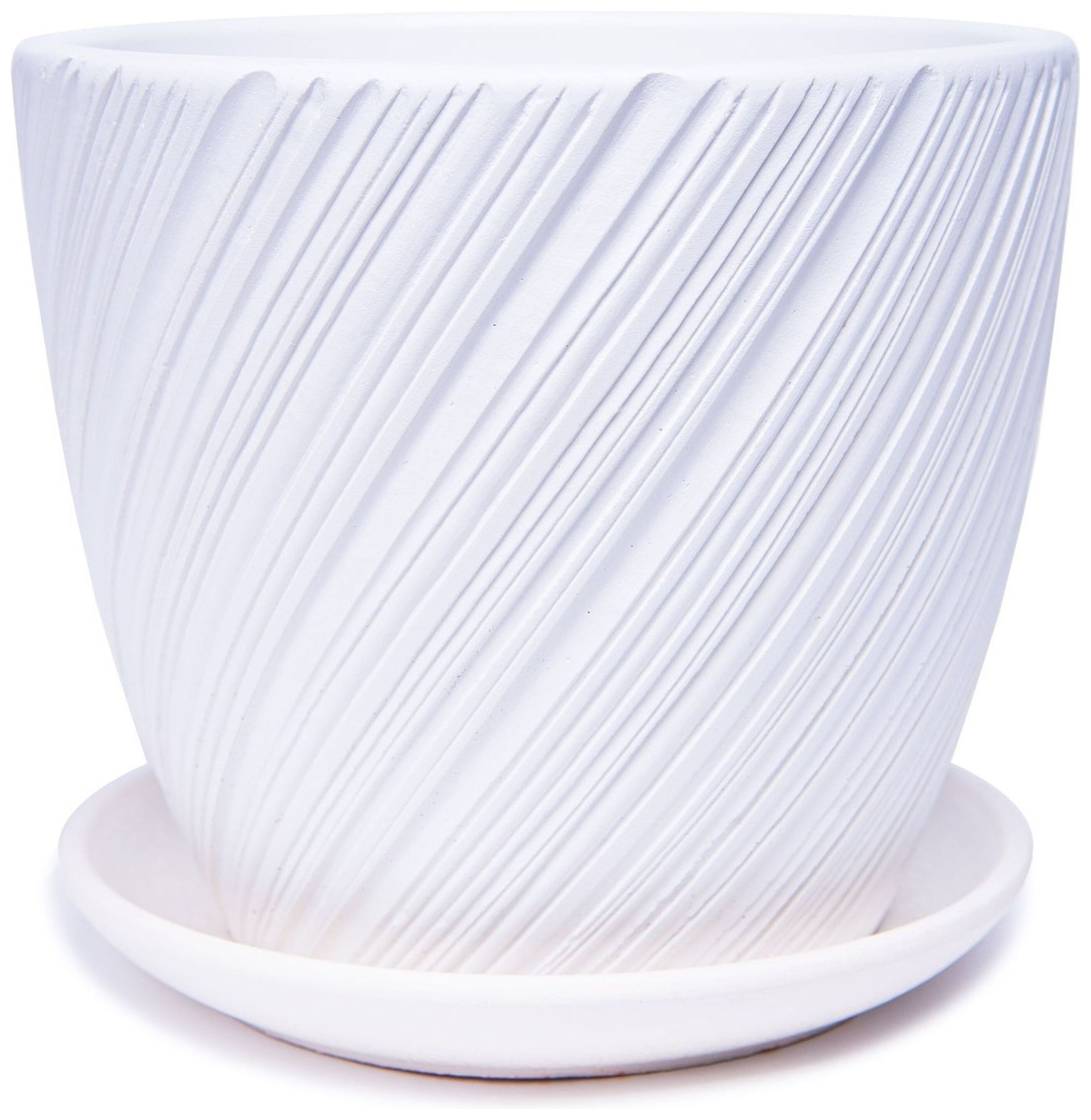 Изображение товара Горшок Солома d18 см бетонный белый с поддоном современный дизайн