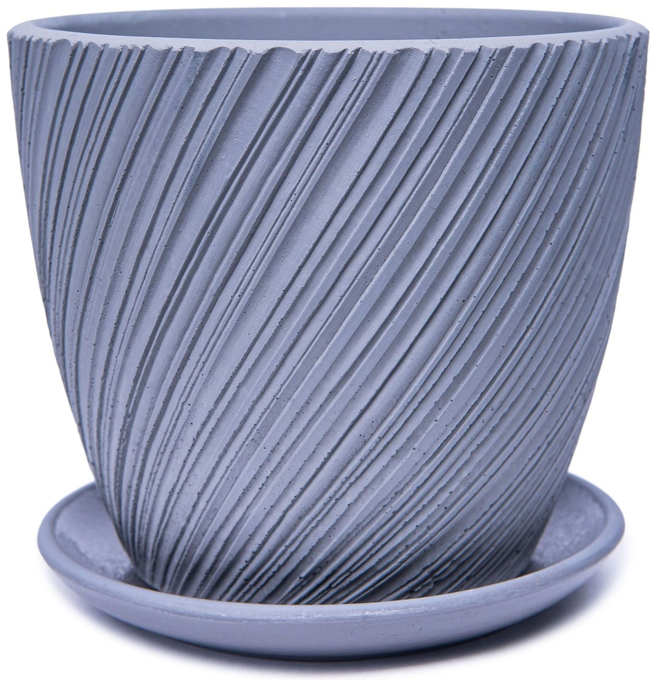 Изображение товара Горшок Солома d21 см бетонный серый с поддоном