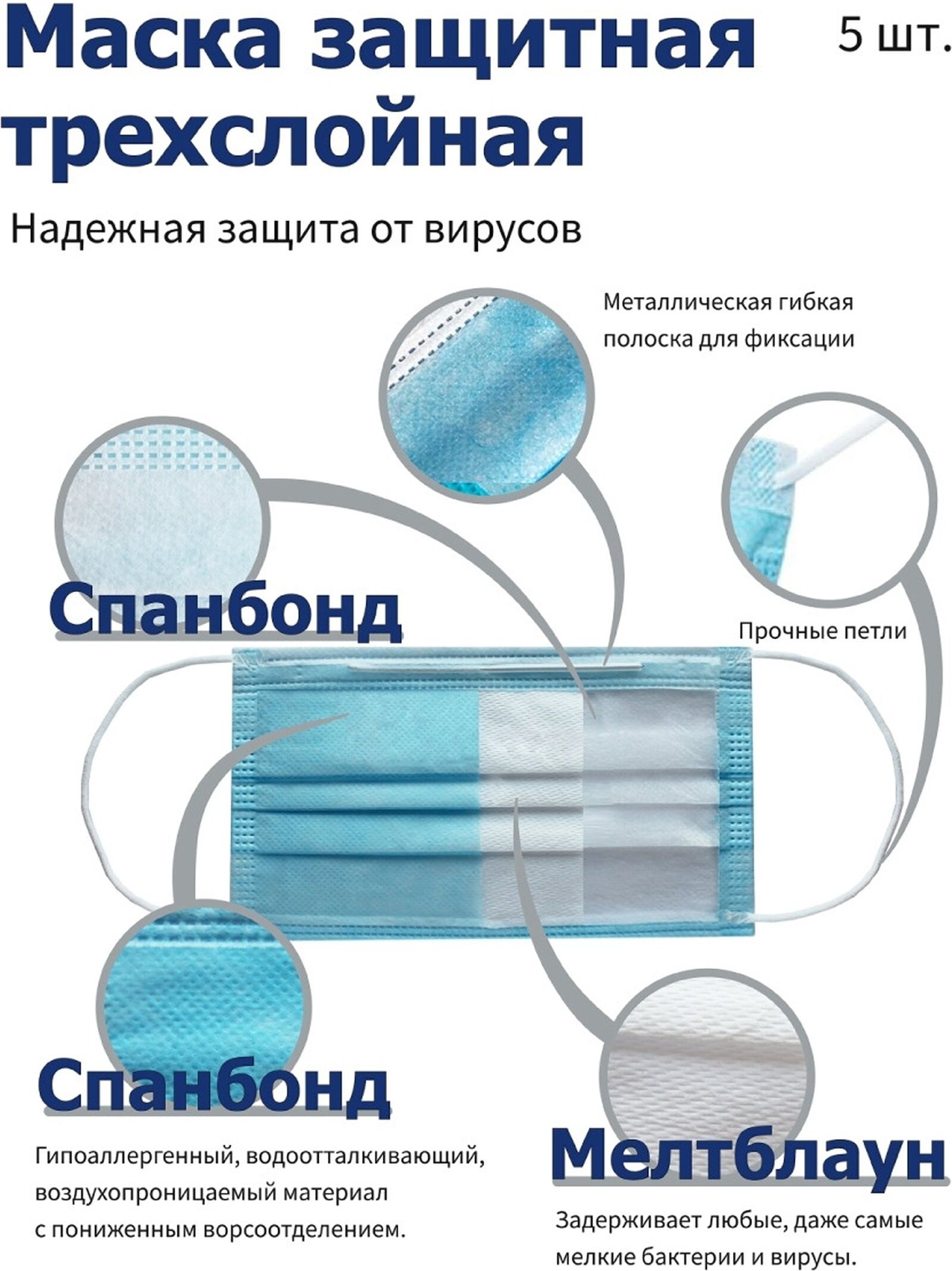 Изображение товара Фильтрующая маска 5 шт