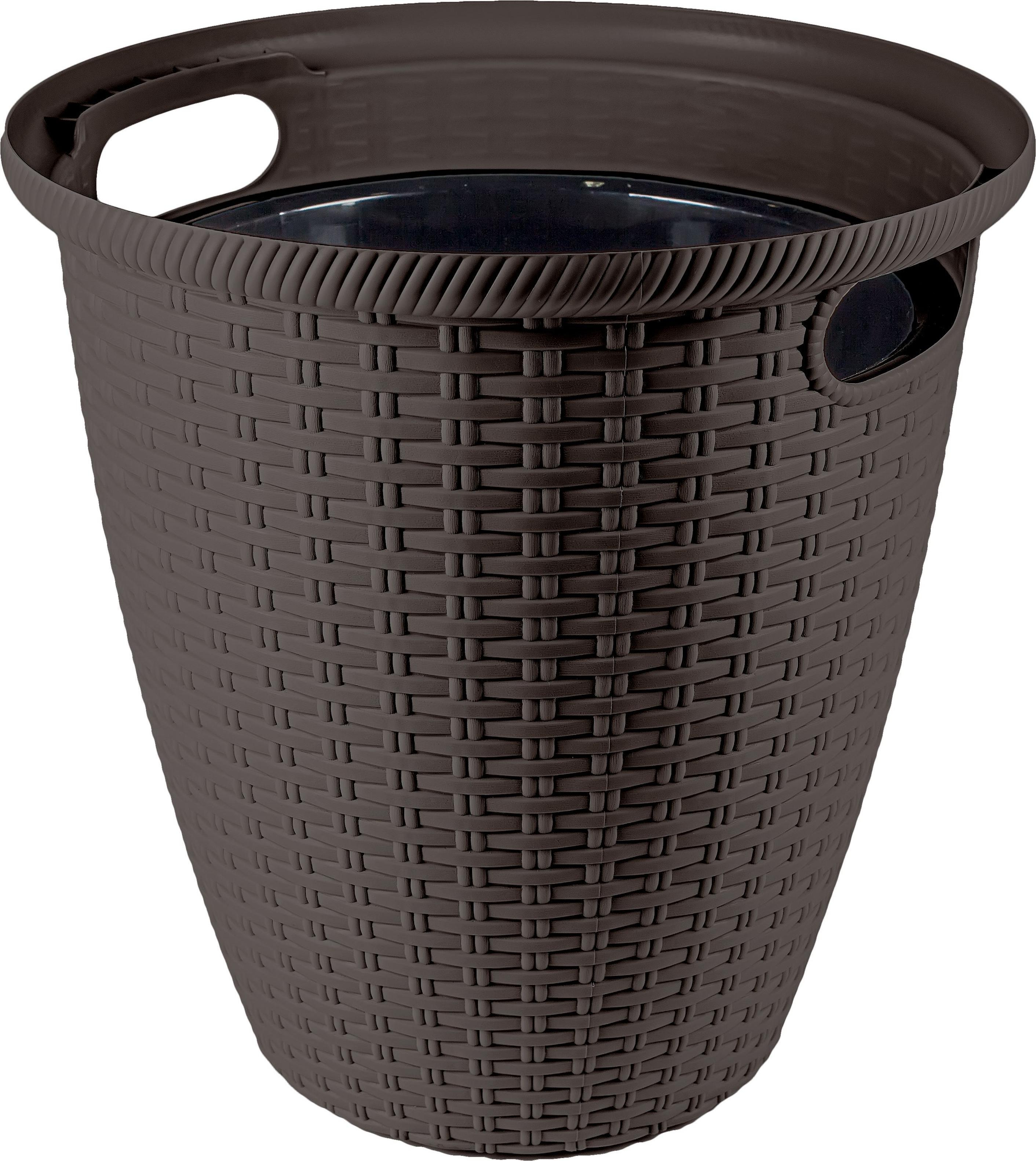 Изображение товара Кашпо InGreen Rattan Горький шоколад D26,6 10 л 2 в 1 для дома и улицы