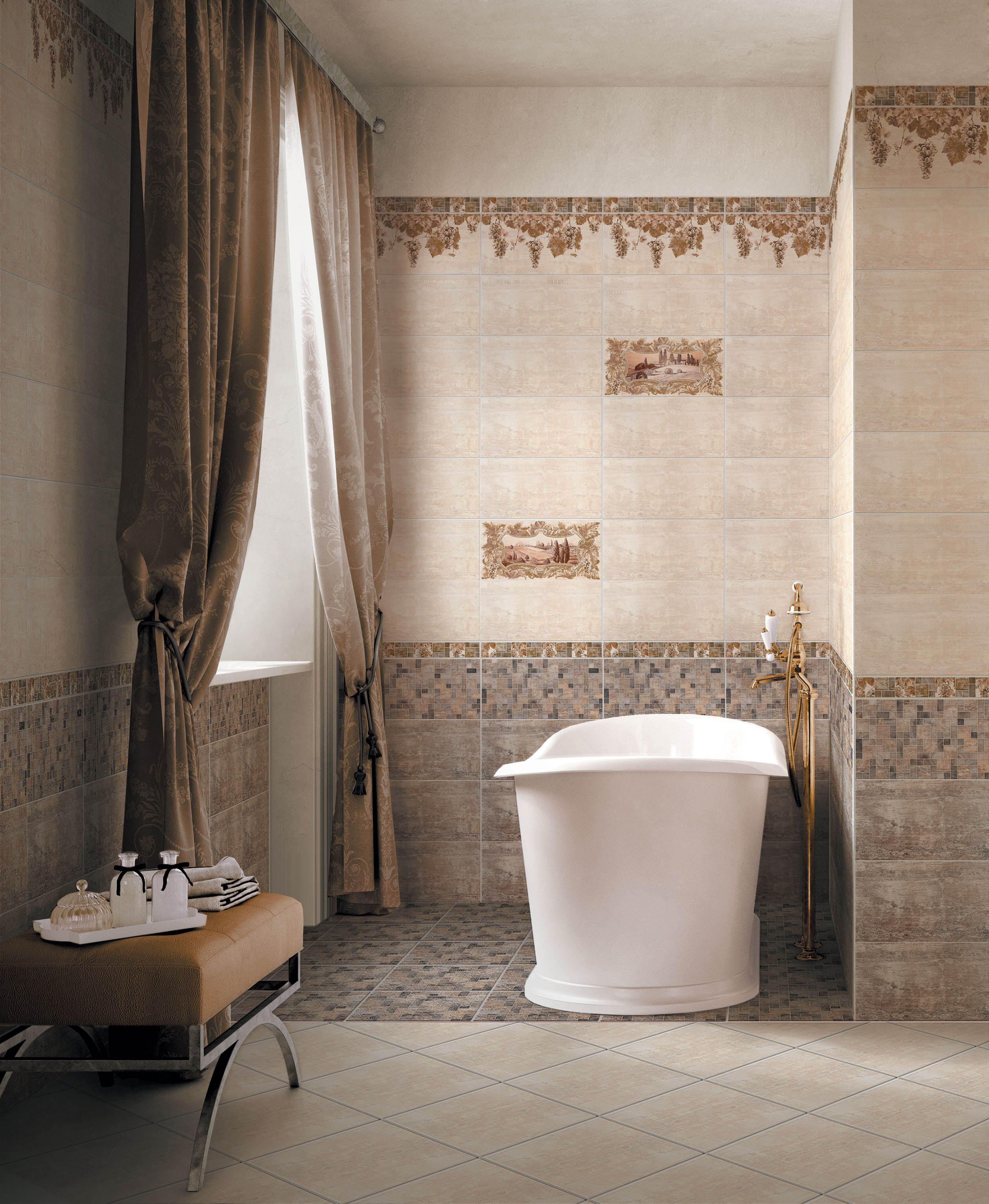 Изображение товара Плитка Тоскана бежевый 25x50 см кераміка для ванной и стен, 1,625 м²