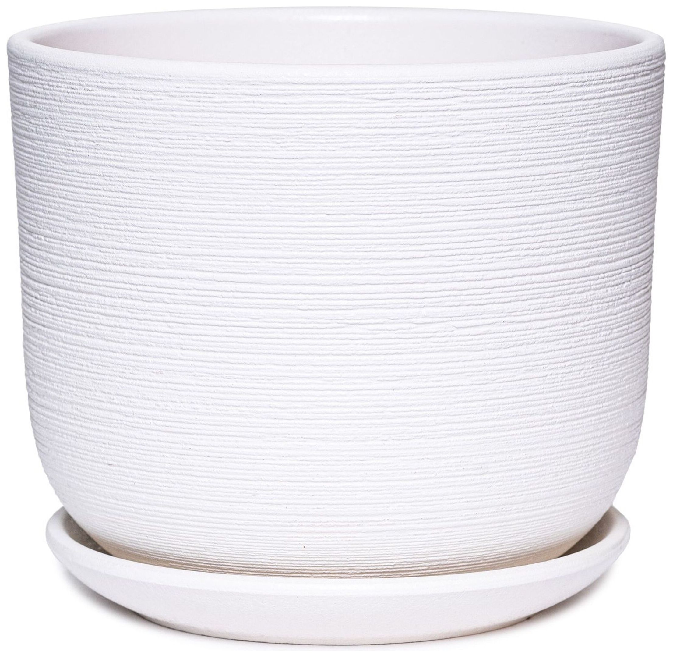 Изображение товара Керамический горшок Крафт d12 см белый с поддоном для комнатных растений