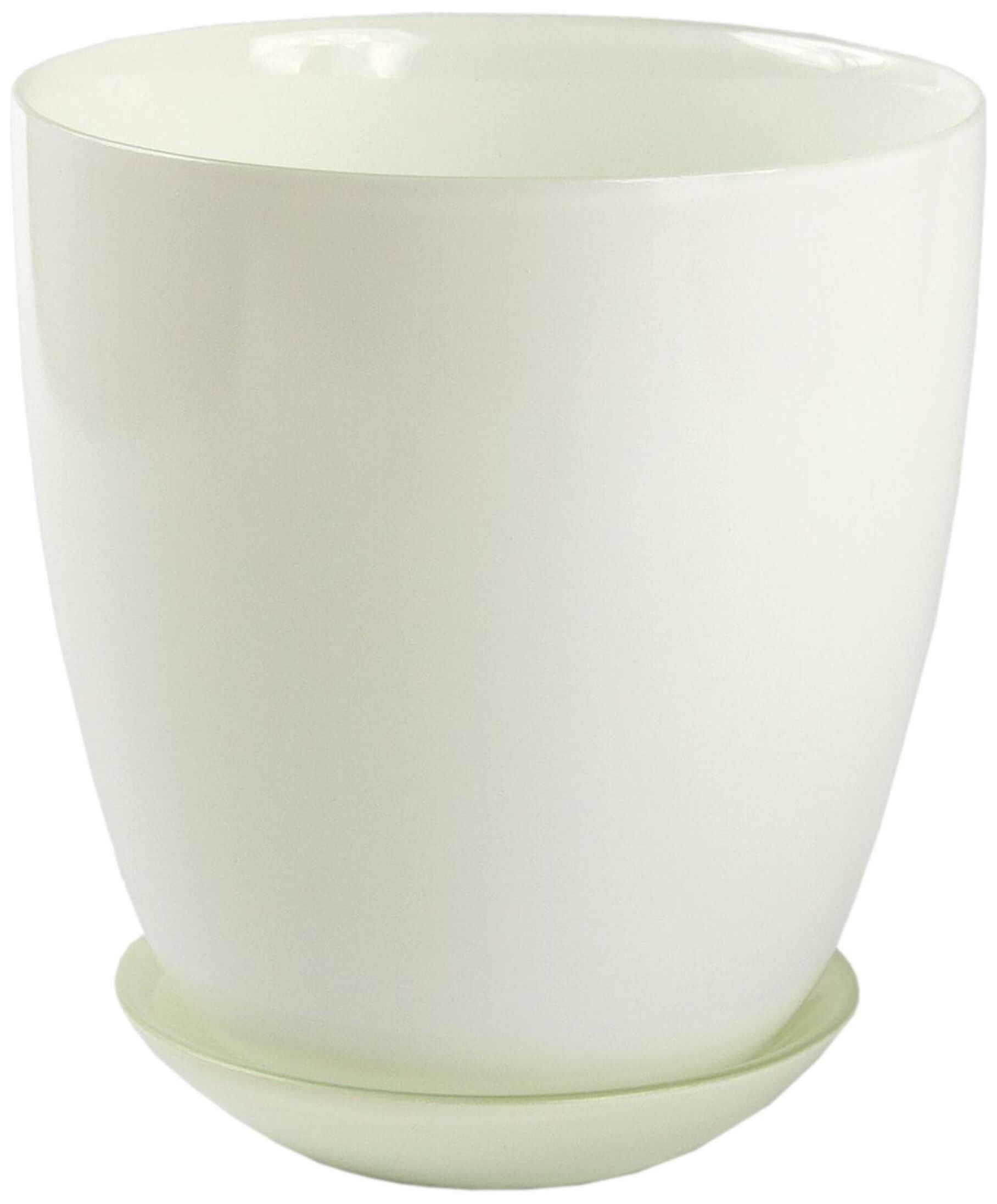 Изображение товара Горшок NiNaGlass №2 d13,2 см стеклянный белый с поддоном