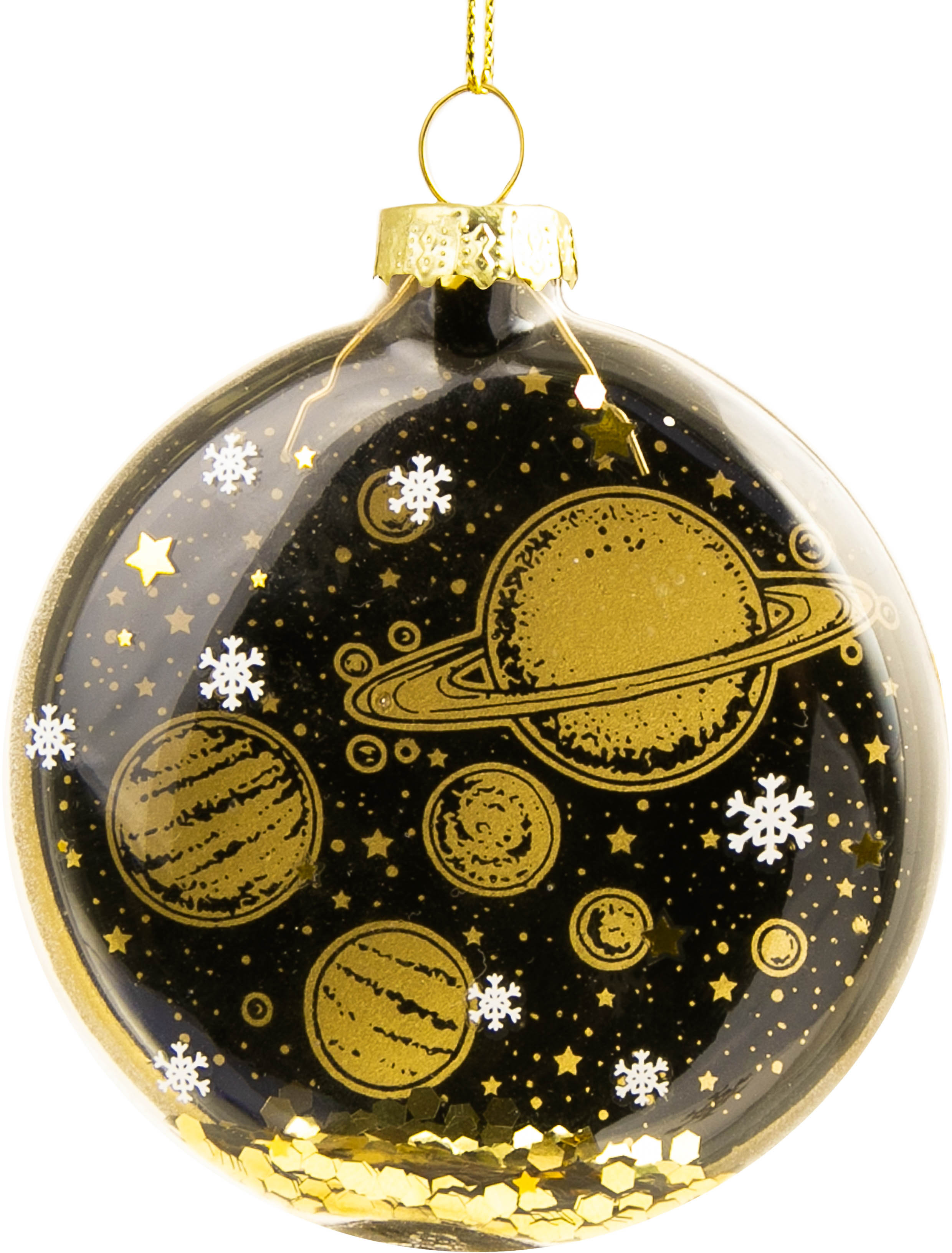 Изображение товара Ёлочная игрушка Медальон Планеты 8,5х8 см в черно-золотых оттенках