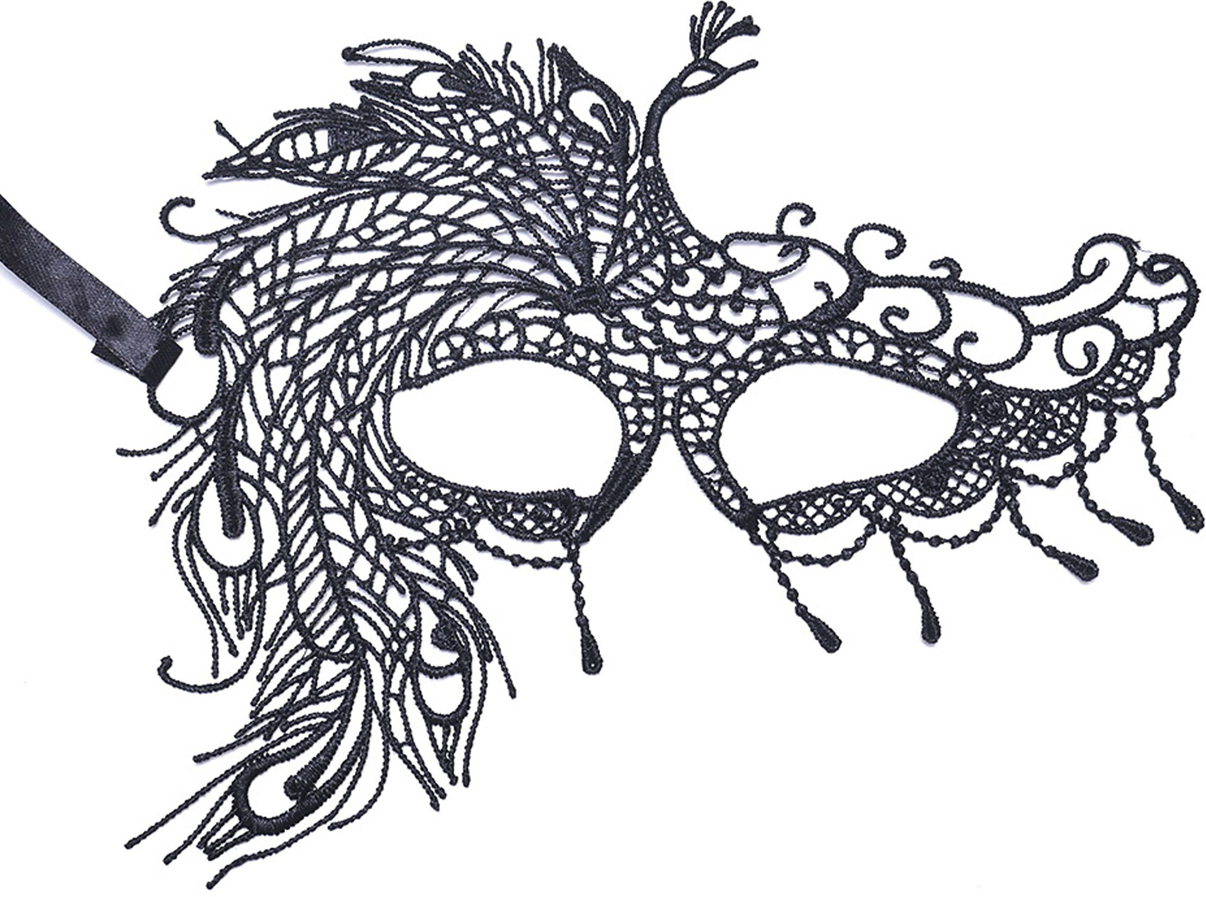 Изображение товара Маскарадная маска Гипюр с лентой для крепления на голове, универсальная карнавальная маска