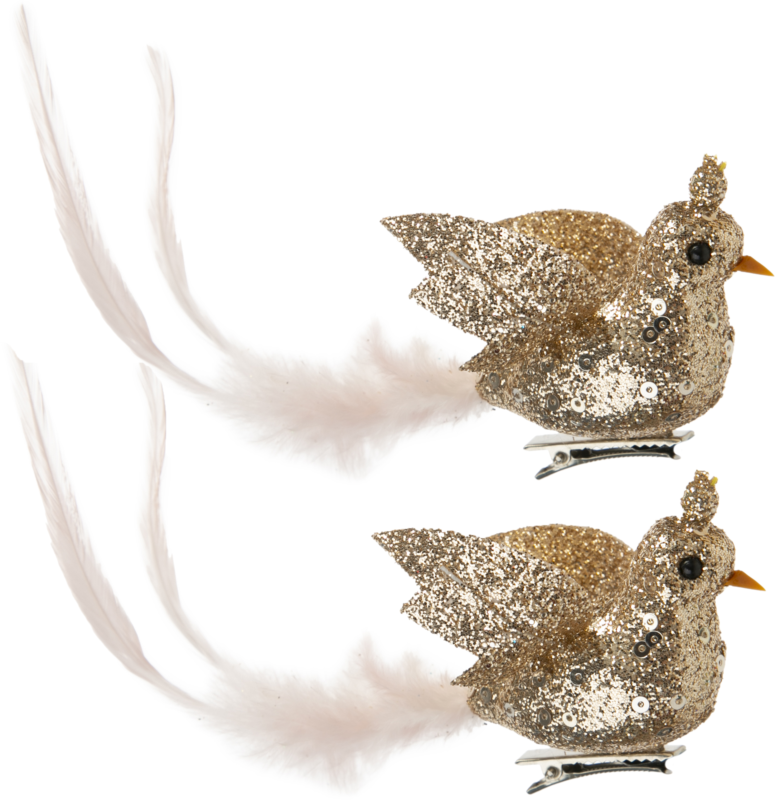 Изображение товара Набор ёлочных игрушек Птички в золоте на клипсе 18x5 см 2 шт