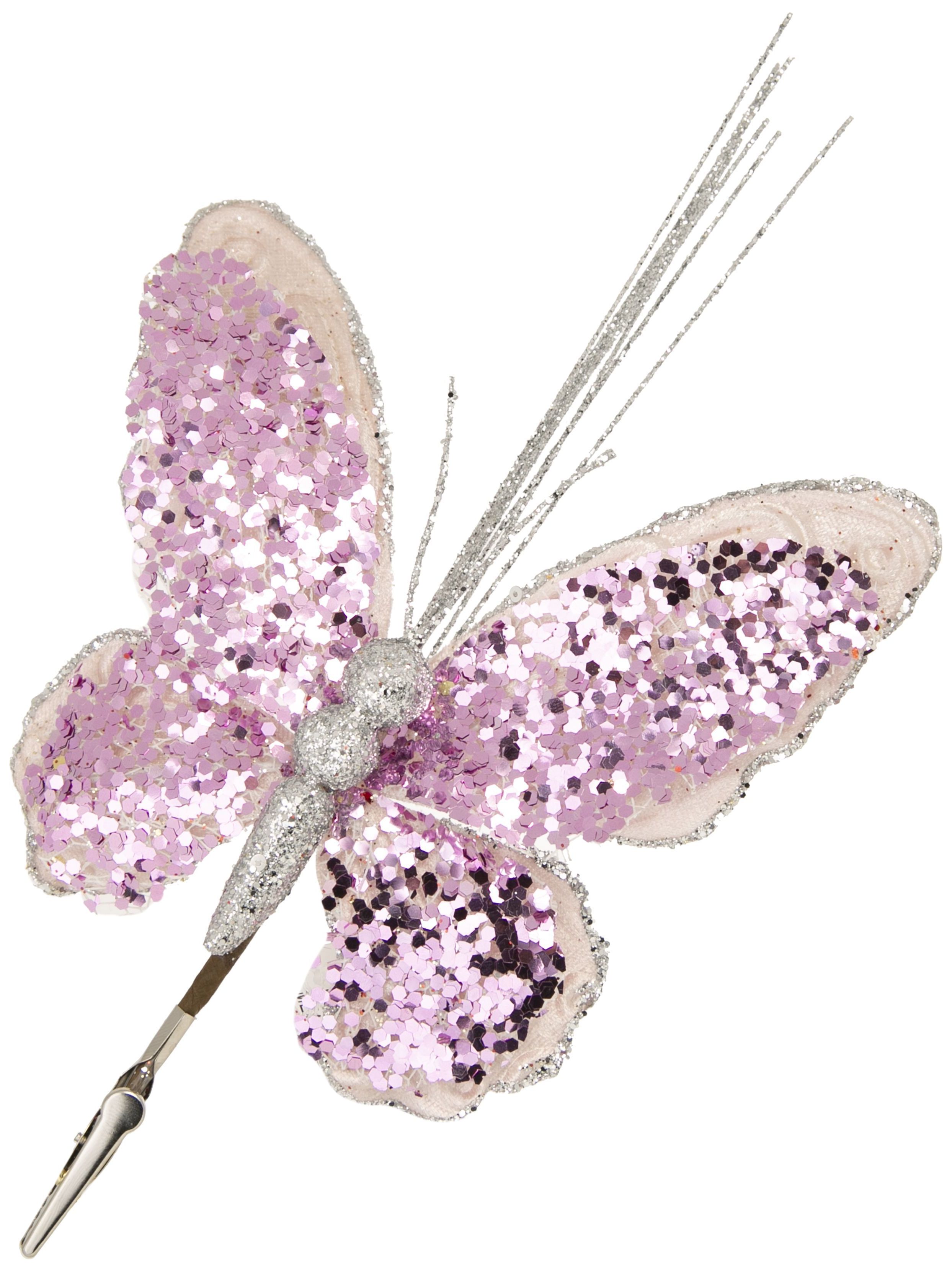 Изображение товара Клипса Бабочка розовая 18x27 см - новогоднее украшение для елки и дома