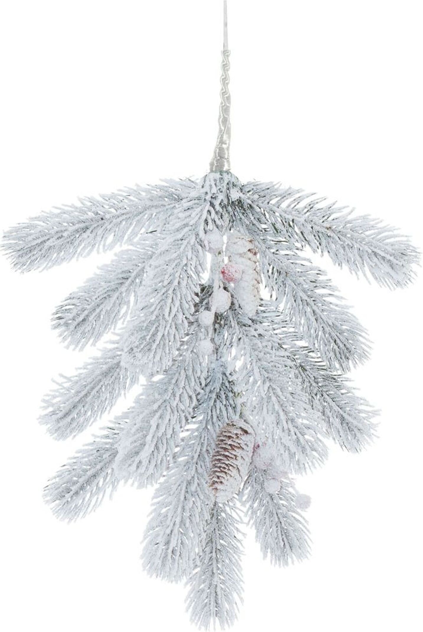 Изображение товара Заснеженная ветка с ягодами и шишками 50 см для новогодних украшений