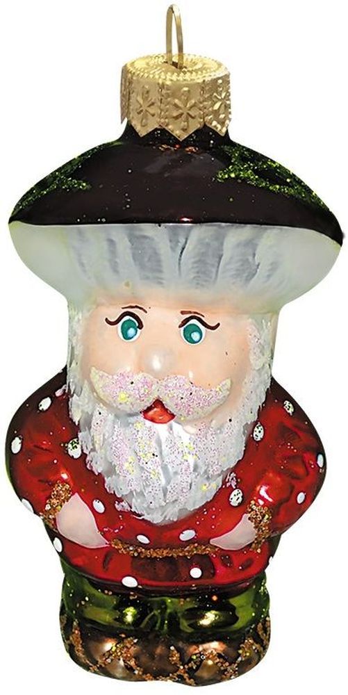 Изображение товара Ёлочная игрушка Дедушка-грибок 10 см стеклянная подвеска