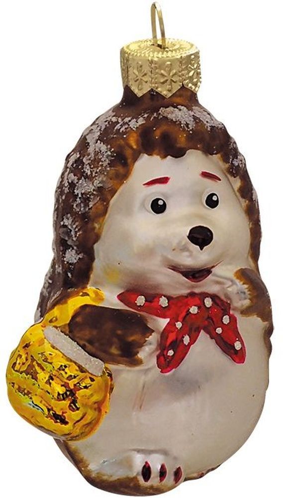 Изображение товара Ёлочная игрушка Ежик 9 см стеклянная подвеска для новогодней елки